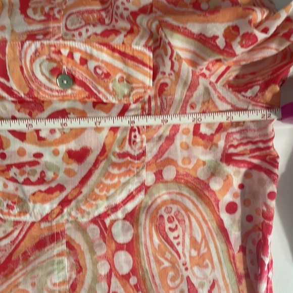 Chico’s Button Up Coral Shirt Size M - Picture 7 of 9